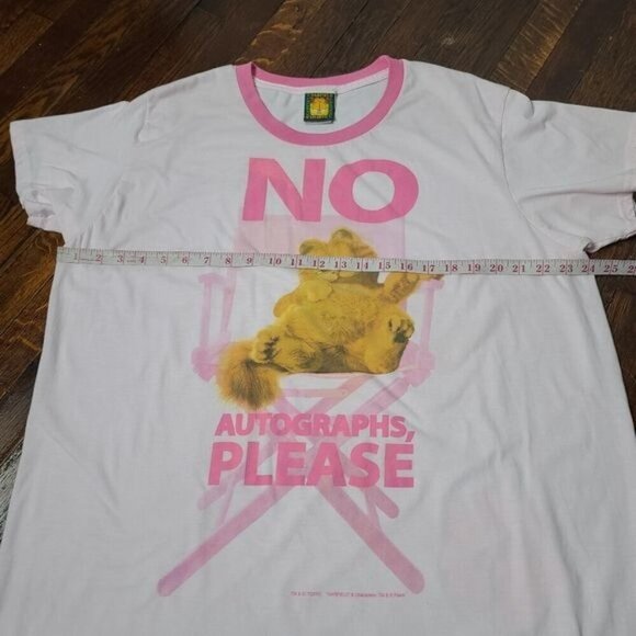 Vintage 90s Garfield Cat Cartoon No Autographs Please Pink Oversized T-shirt - Picture 10 of 11